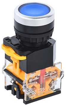 Кнопка D8-11T d=22мм 1NO+1NC с фиксацией синяя IEK