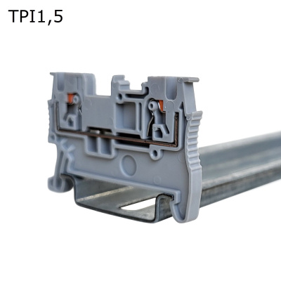 Клемма push-in проходная 2 контакта 1,5 мм2, серая