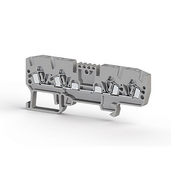 Клеммник пружинный 4-х выводной, без внутр. соединения, 2,5 мм.кв., (серый); YBK 2,5CX2 T