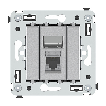 Компьютерная розетка RJ-45 в стену, кат.5e одинарная экранированная, "Avanti","Закаленная сталь"