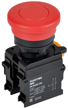 Кнопка "Грибок" с фиксац. d=22мм 1NO+1NC красная MASTER IEK
