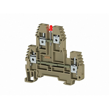 Клеммник 2-х ярусный, 4 мм.кв., с индикацией 48 VAC, (бежевый); PIK4 NLD 48VAC