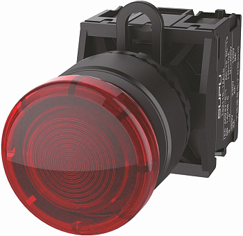 Грибовидная кнопка серии TS2 с подсветкой, 6V, AC/DC, диаметр 30мм, красн.