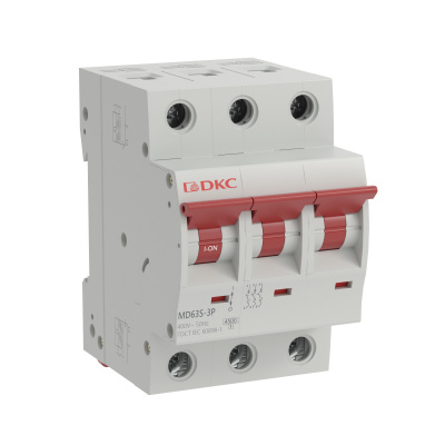 Автоматический выключатель модульный YON max типа MD63S, 4,5кА, 3 полюса, хар-ка D, 6А