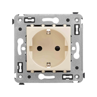 Розетка в стену, 2P+E, с з/ш, "Avanti", "Ванильная дымка"