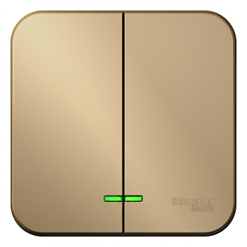 BLANCA О/У 2-клавишный ВЫКЛЮЧАТЕЛЬ (сх.5) с подсв., 10А, 250В, ТИТАН