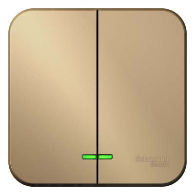 BLANCA О/У 2-клавишный ВЫКЛЮЧАТЕЛЬ (сх.5) с подсв., 10А, 250В, ТИТАН