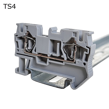 Клемма пружинная проходная 2 контакта 4 мм2, серая