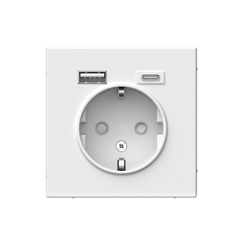 ARTGALLERY РОЗЕТКА 16А с 2 USB A+C, 5В/2,4А/3,0А, 2х5В/1,5А, механизм, БЕЛЫЙ